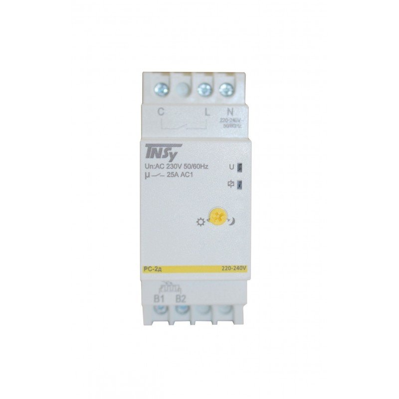 Реле сутінкове РС-2д 2мод 220-240VAC (1N/Ox25A_AC1) 5-100Iux з датчиком TNSy