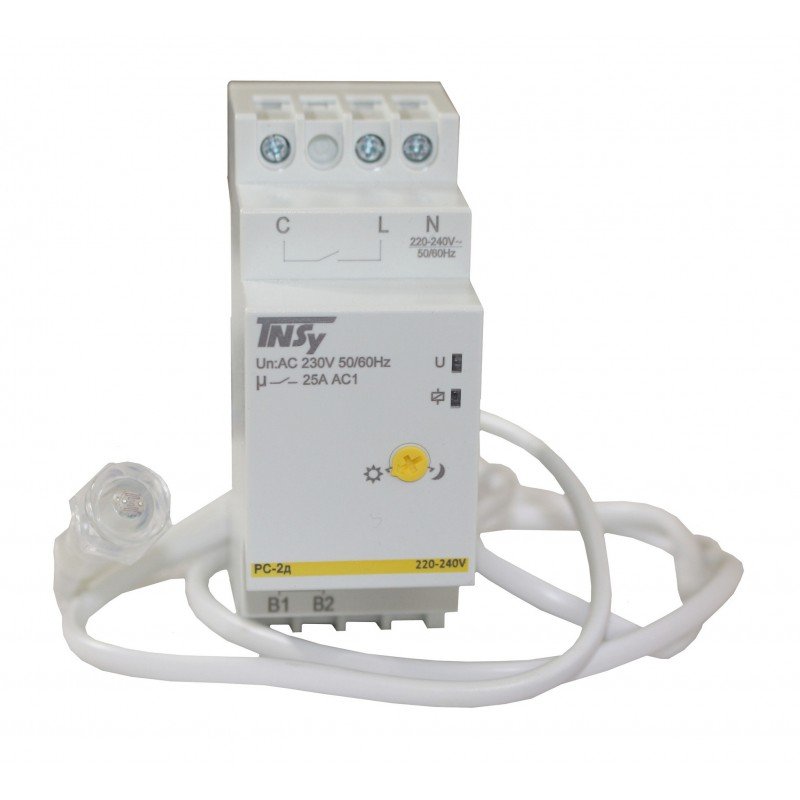 Реле сутінкове РС-2д 2мод 220-240VAC (1N/Ox25A_AC1) 5-100Iux з датчиком TNSy