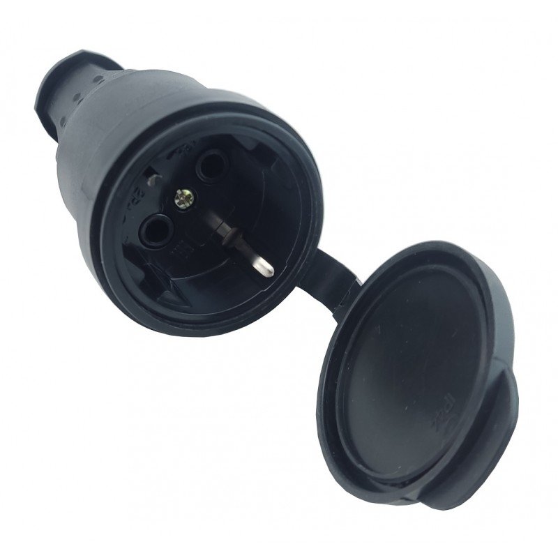 Розетка з захисною кришкою з/к переносна RUBBER IP44 TNSy