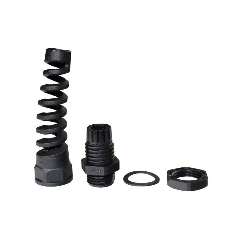 Сальник PG9 d4-8мм IP68 зі спіраллю чорний TNSy