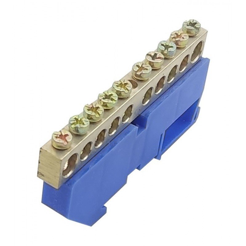 Шина ізольована «N» на DIN-рейку ШЛІ8х12-10 синій TNSy