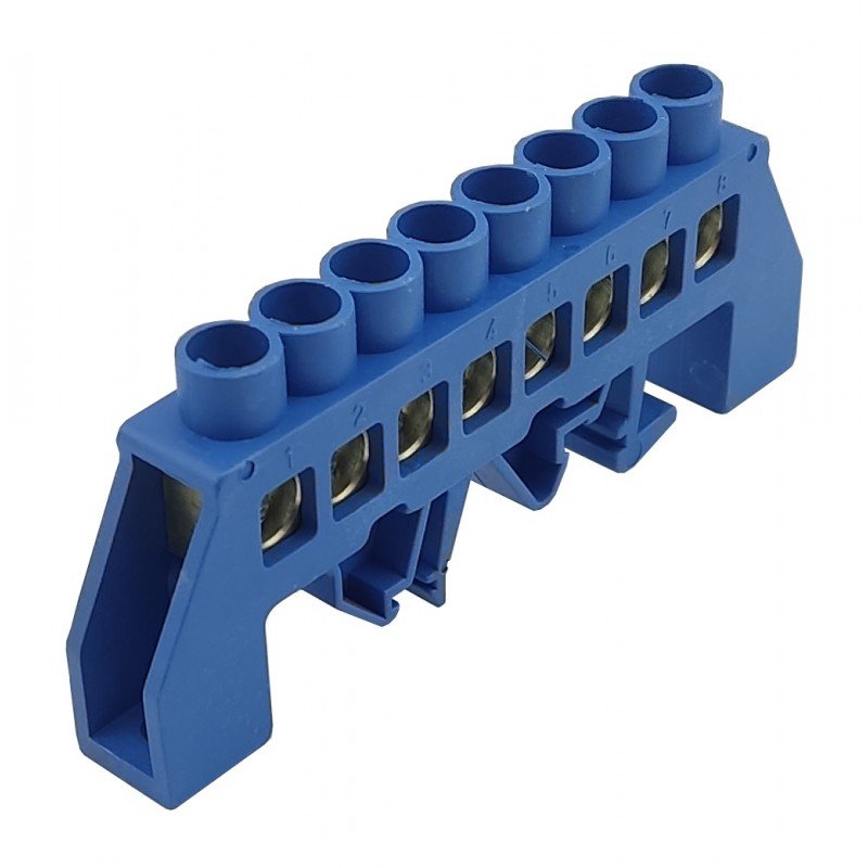 Шина універсальна ізольована «N» на DIN-рейку ШЛУ8х12-8 синій TNSy