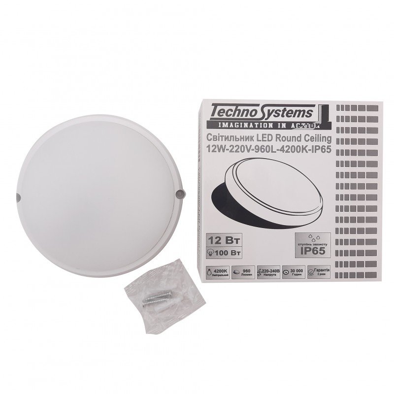 Світильник LED Round Ceiling 12W-220V-960L-4200K-IP65 TNSy
