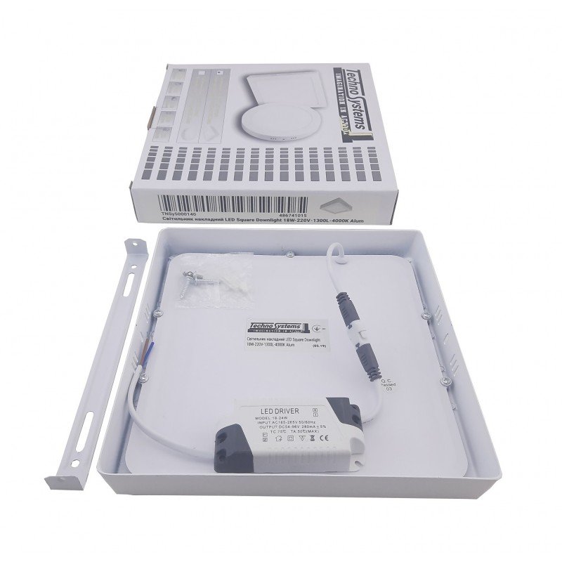 Світильник накладний LED Square Downlight 18W-220V-1300L-4000K Alum TNSy