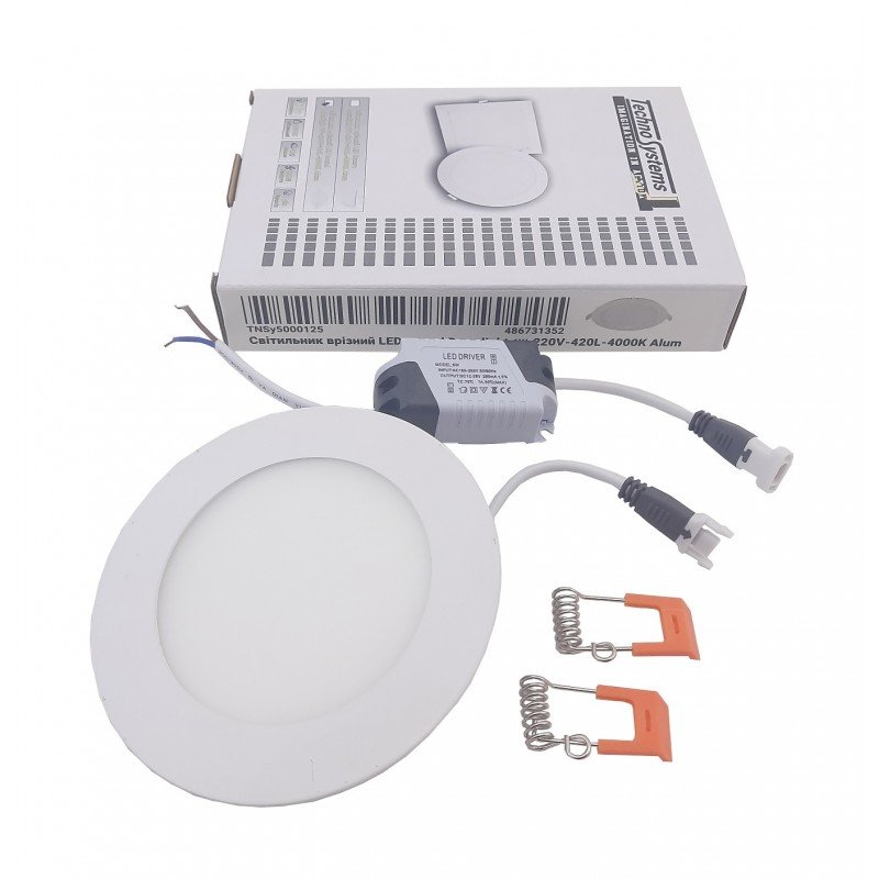 Світильник врізний LED Round Downlight 6W-220V-420L-4000K Alum TNSy