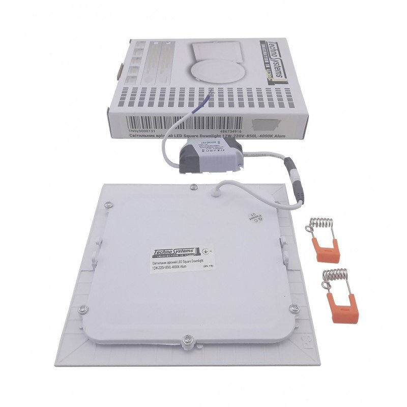 Світильник врізний LED Square Downlight 12W-220V-850L-4000K Alum TNSy