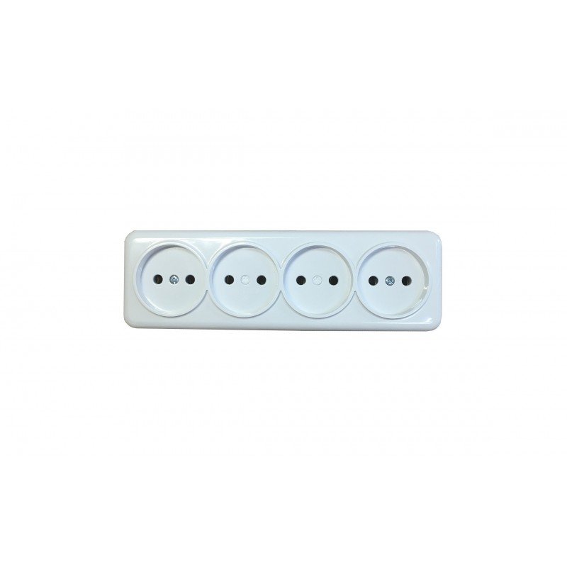 Розетка зовн. устан. 4-а б/з біла IP20 TNSy Lemur TNSy