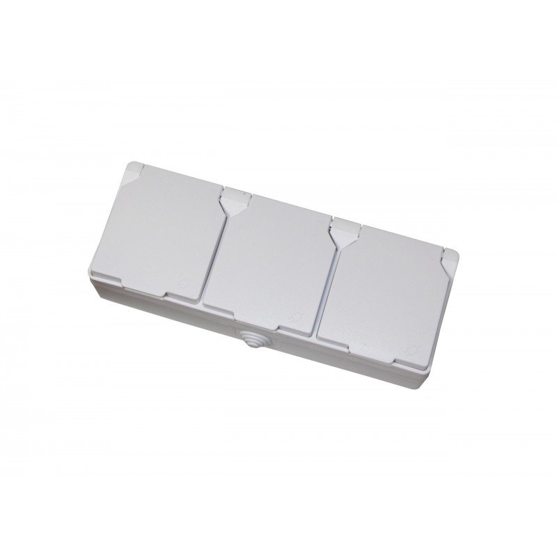 Розетка зовн. устан. 3-а з/к біла IP54 TNSy SURFACE TNSy