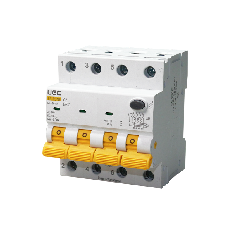 Автомат диференційного захисту SB-R9NE 4P C 06A 10mA Tип AC 6kA UEC