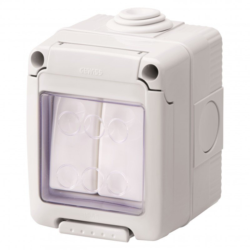 Вимикач прохідний в зборі 2-клавішний 27 COMBI SYSTEM 16А IP55 сірий GEWISS