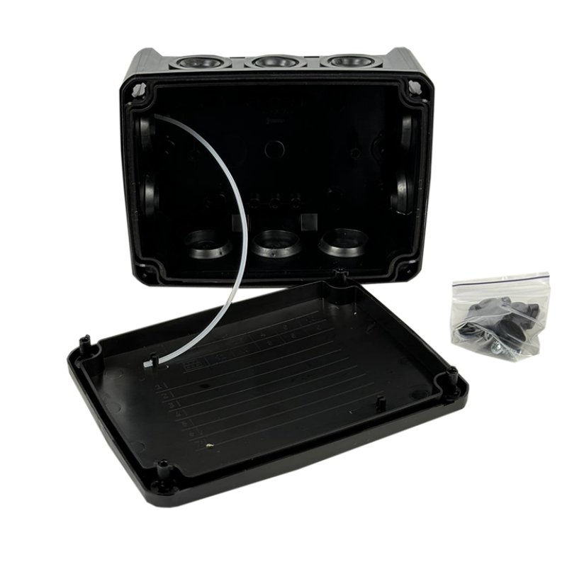 Коробка монтажна для відкритого встановлення 146х105х65 мм (зовн.162х122х68 мм) IP66 із скобами чорна UEC