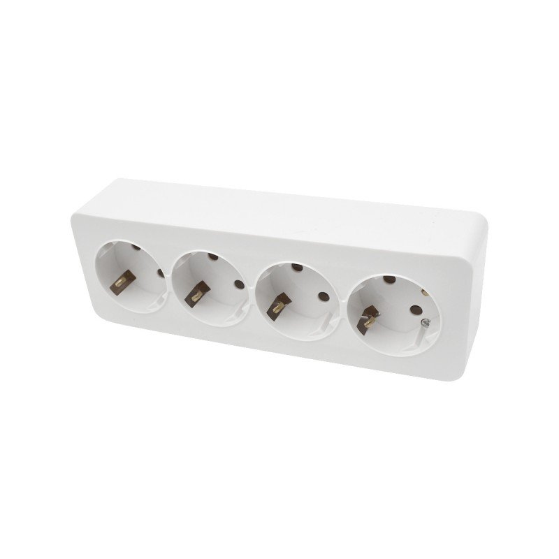 Розетка 4 місця 2P+E з заземленням 16A 250В білий LINEA