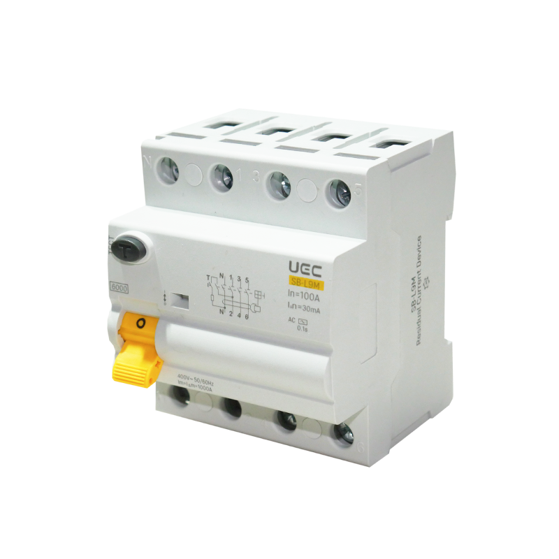 Пристрій захисного відключення SB-L9M 4P 100A 30mA Tип AC 6kA UEC