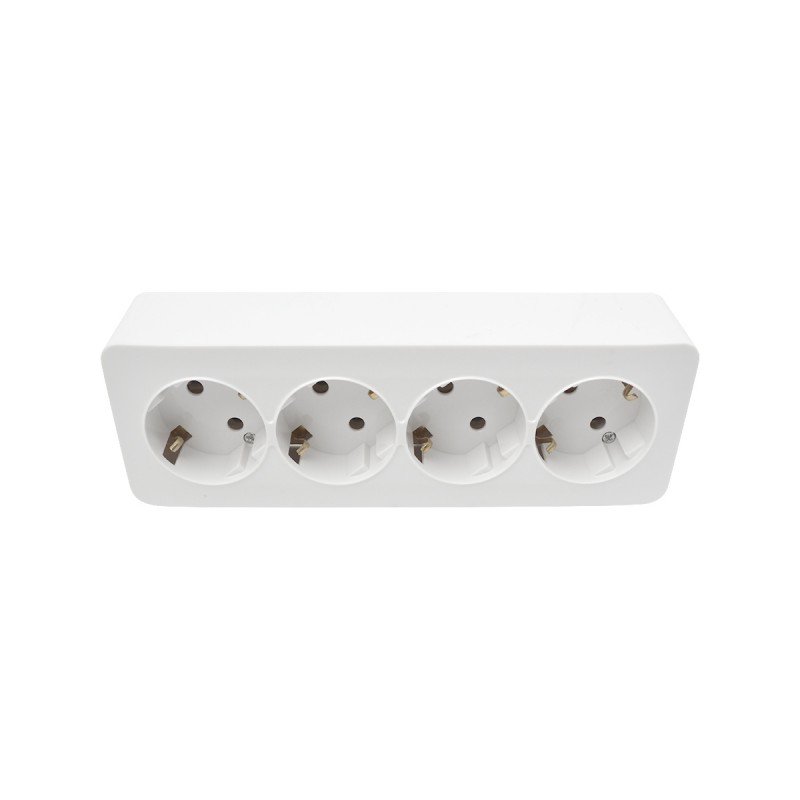 Розетка 4 місця 2P+E з заземленням 16A 250В білий LINEA