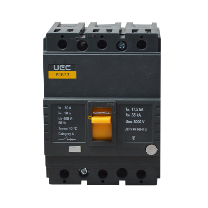 Автоматичний вимикач PCB33 3Р 80А 35кА UEC