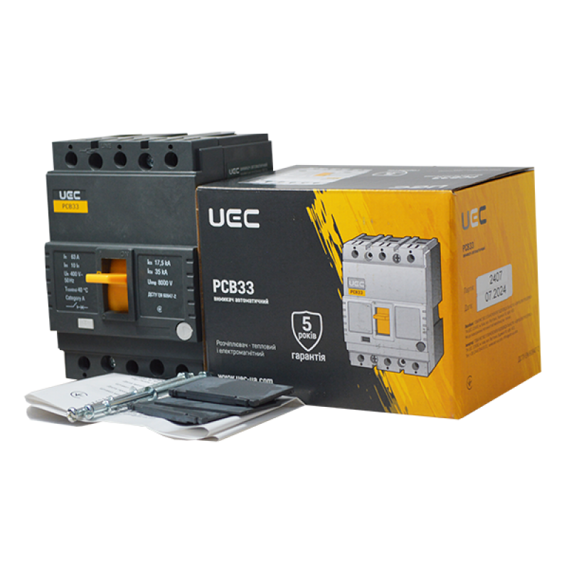 Автоматичний вимикач PCB33 3Р 63А 35кА UEC