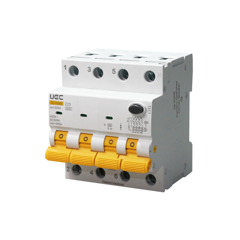 Автомат диференційного захисту SB-R9NE 4P C 25A 30mA Tип A 6kA UEC