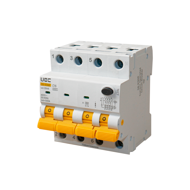 Автомат диференційного захисту SB-R9NE 4P C 16A 30mA Tип A 6kA UEC
