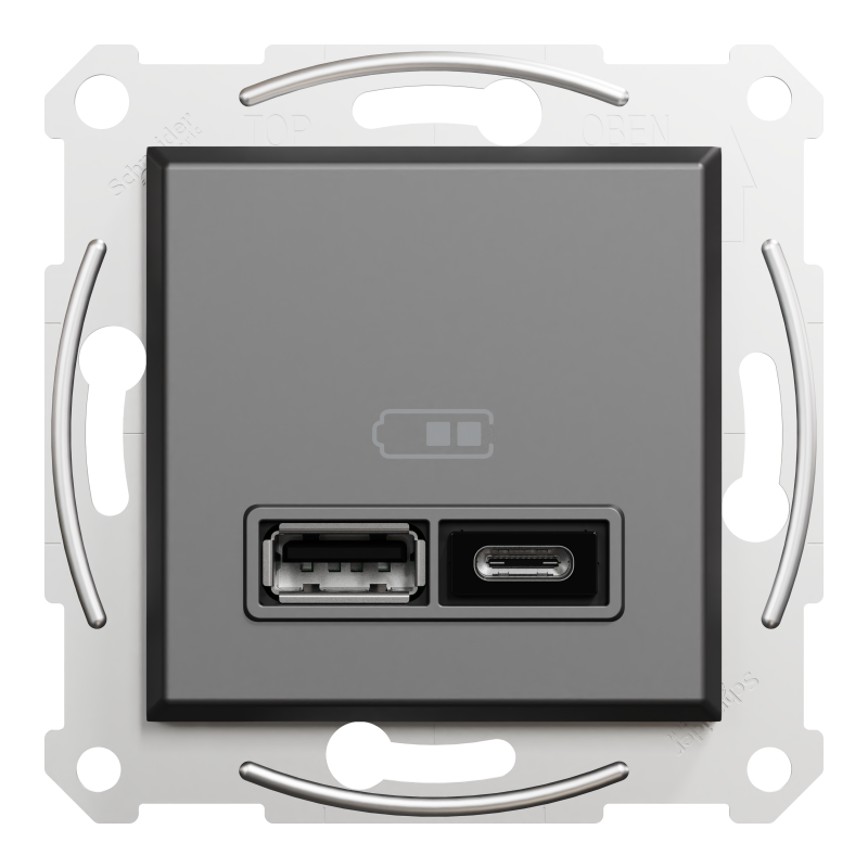 Asfora - double USB charger 2.4 A - anthracite