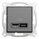Asfora - double USB charger 2.4 A - anthracite