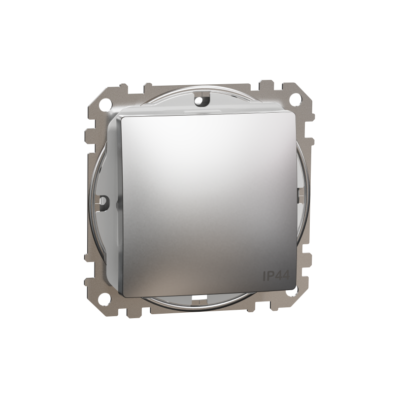 Одноклавішний вимикач, 10АX, IP44, матовий алюміній, Sedna Design & Elements