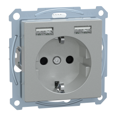 Розетка Schuko з 2 USB 2,4 A алюм. SM