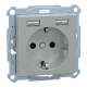 Розетка Schuko з 2 USB 2,4 A алюм. SM