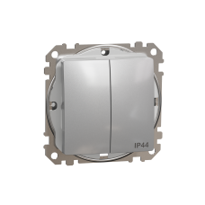 Двоклавішний вимикач IP44, 10А, Алюміній Sedna Design
