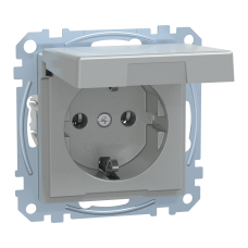 Розетка з кришкою та заземленням 16А SysM алюміній