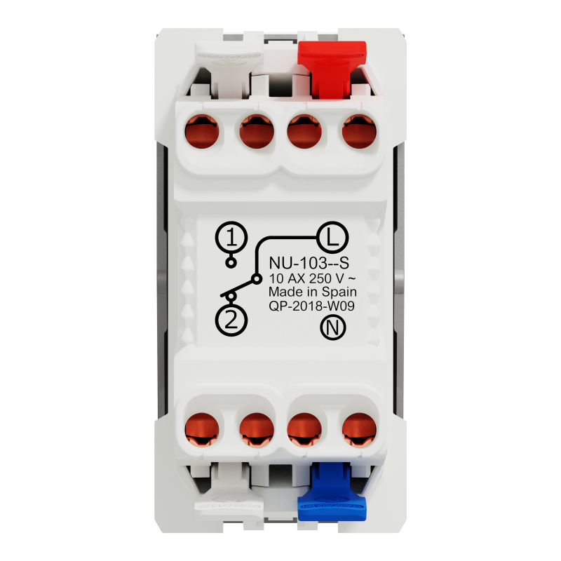 Перемикач 1-клавішний, з нейтраллю, 10А, 1 модуль алюміній