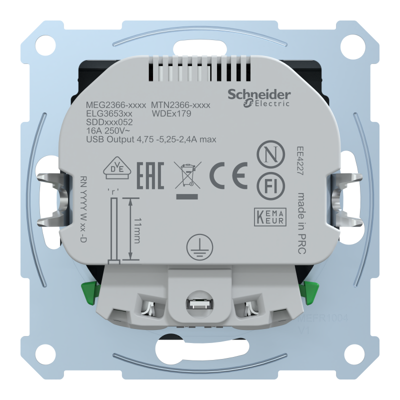 Розетка Schuko з 2 USB 2,4 A антр. SM