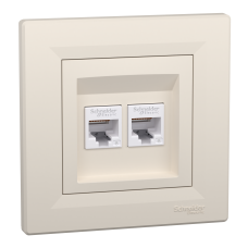 РОЗЕТКА КОМП'ЮТЕРНА RJ45 UTP КАТ.6 ПОДВІЙНА КРЕМ ASFORA