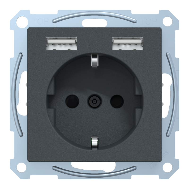 Розетка Schuko з 2 USB 2,4 A антр. SM