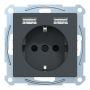 Розетка Schuko з 2 USB 2,4 A антр. SM
