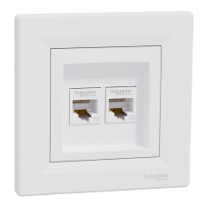 КОМП'ЮТЕРНА РОЗЕТКА RJ45 UTP КАТ. 5Е ПОДВІЙНА БІЛА ASFORA
