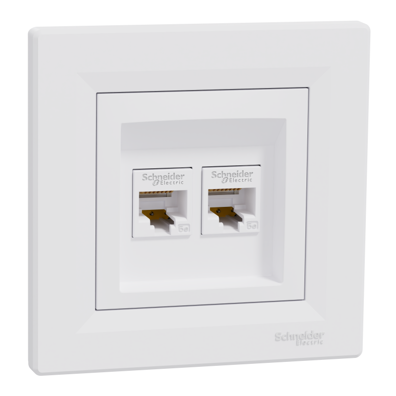 КОМП'ЮТЕРНА РОЗЕТКА RJ45 UTP КАТ. 5Е ПОДВІЙНА БІЛА ASFORA