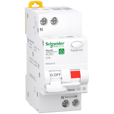 Диференційний автоматичний вимикач RESI9 16А, 30мA, 1P+N, 6кA, крива С, тип А