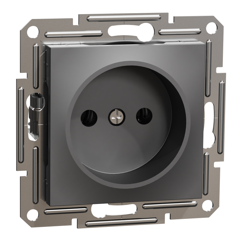 РОЗЕТКА БЕЗ ЗАЗЕМЛЕННЯ ASFORA АНТРАЦИТ