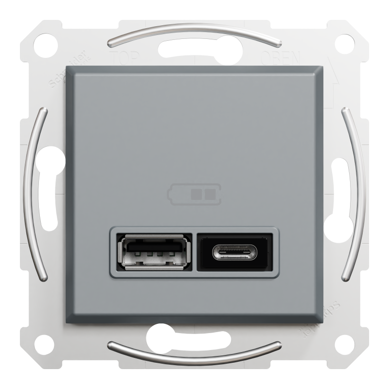 Asfora - double USB charger 2.4 A - steel