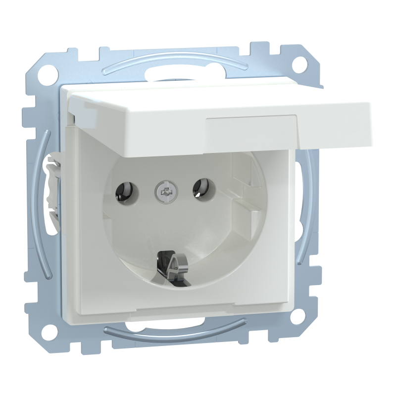 Розетка з кришкою та заземленням 16А SysM активно-білий гл