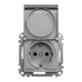 Розетка з заземлення, зі шторками, та з кришкою IP44 Алюміній Sedna Design
