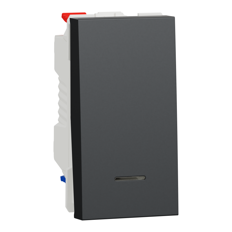Перемикач 1-клавішний з нейтраллю 10А, 1 модуль антрацит