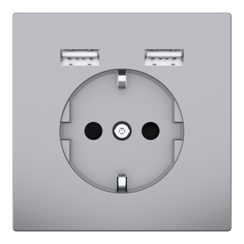 Розетка Schuko з 2 USB 2,4 A Сталь SD