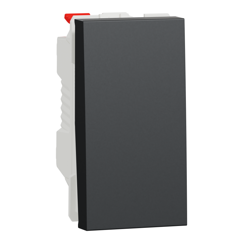 Вимикач 1-клавішний кнопковий схема 1, 10А, 1 модуль антрацит