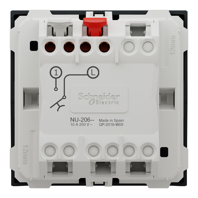 Вимикач 1-клавішний кнопковий схема 1, 10А, 2 модулі антрацит