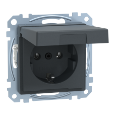 Розетка з кришкою та заземленням 16А SysM антрацит
