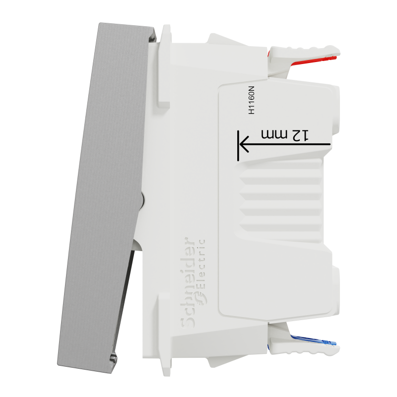 Перемикач 1-клавішний, з нейтраллю, 10А, 1 модуль алюміній