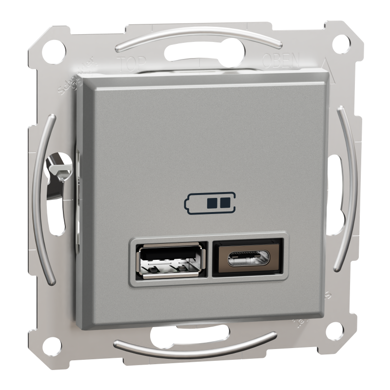 Asfora - double USB charger 2.4 A - aluminium