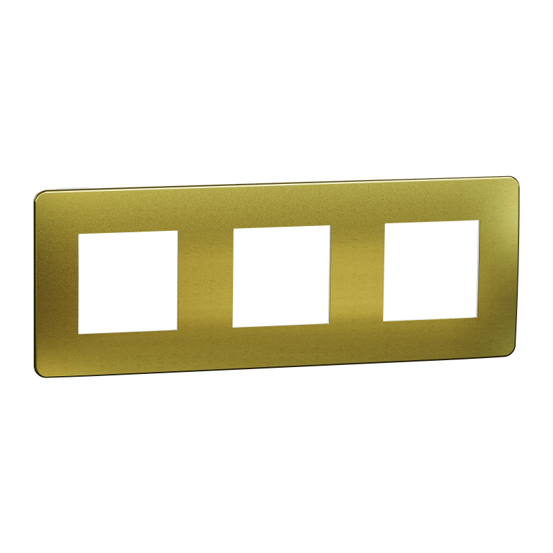 Cover frame, Unica Studio Metal, 3 gangs, gold