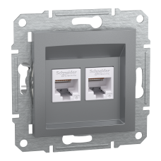 РОЗЕТКА КОМП'ЮТЕРНА RJ45 UTP КАТ.6 ПОДВІЙНА ASFORA СТАЛЬ